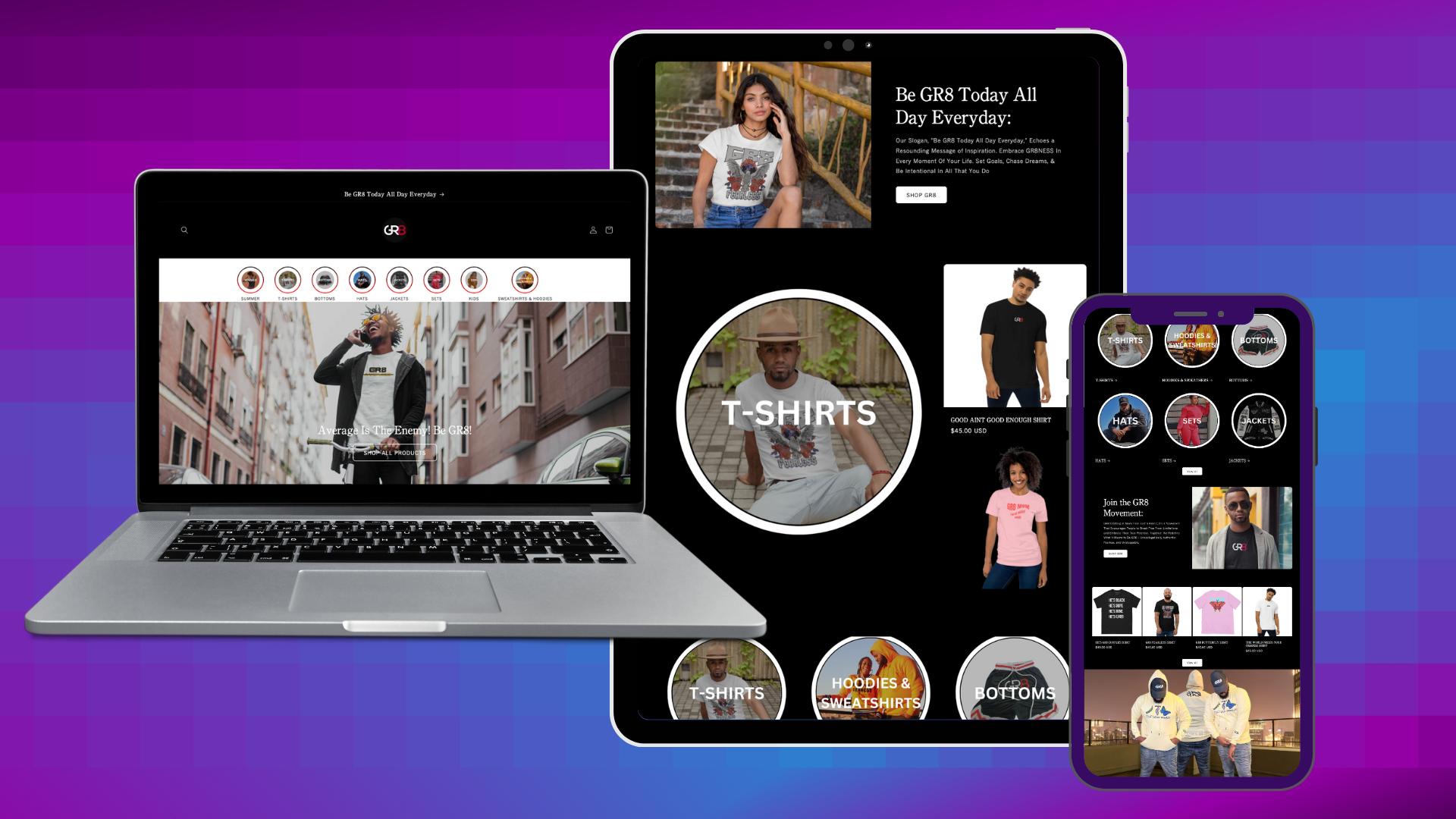 Mobile view of a creatively designed Shopify store by Pixelnamics, emphasizing compact layout and mobile user experience.